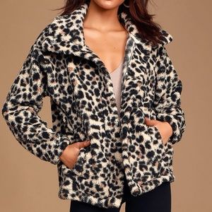 Billabong Cozy Days Super Soft Leopard Cheetah Print Sherpa Jacket Size Large